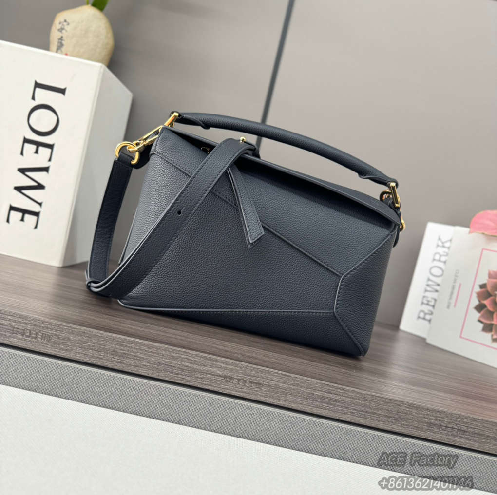 Loewe Puzzle Shoulder Bag Geometric Lines Crossbody Clutch Jonathan Anderson Anagram Cowhide Crossbody Bag Luxury Designer Mirror Quality 24cm