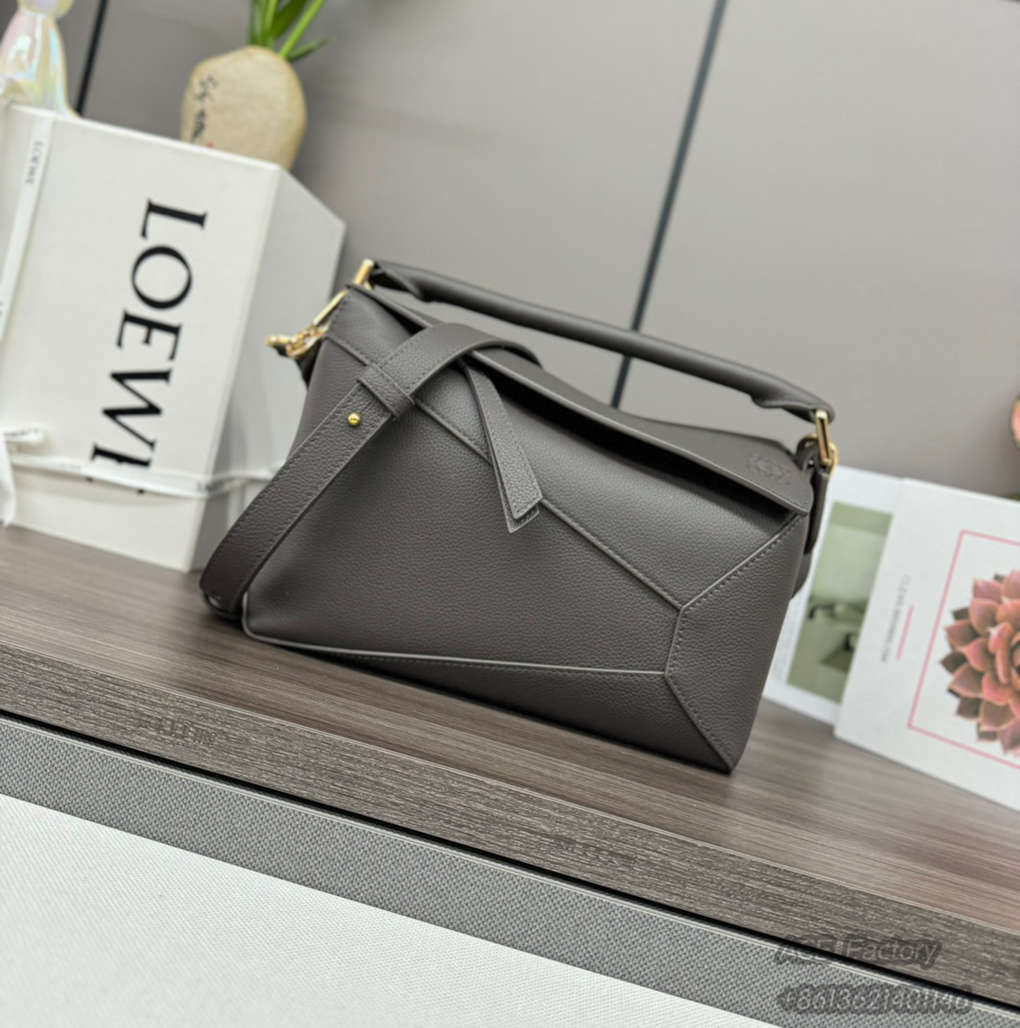 Loewe Puzzle Shoulder Bag Geometric Lines Crossbody Clutch Jonathan Anderson Anagram Cowhide Crossbody Bag Luxury Designer Mirror Quality 24cm