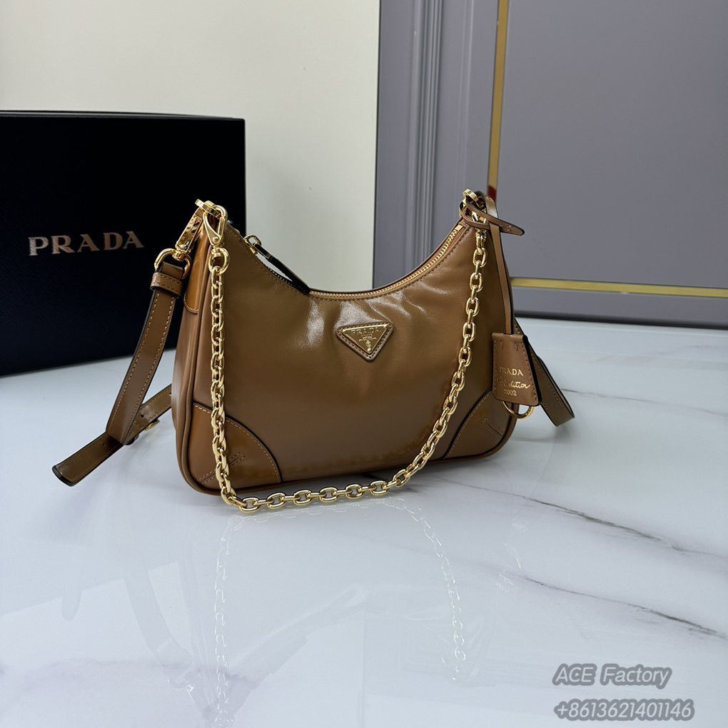 Prada Hobo2005 1BC204 Shoulder Bag Hand Tote Underarm Chain Handbag Fashion Crossbody 9A Mirror Quality Luxury Design 22 cm