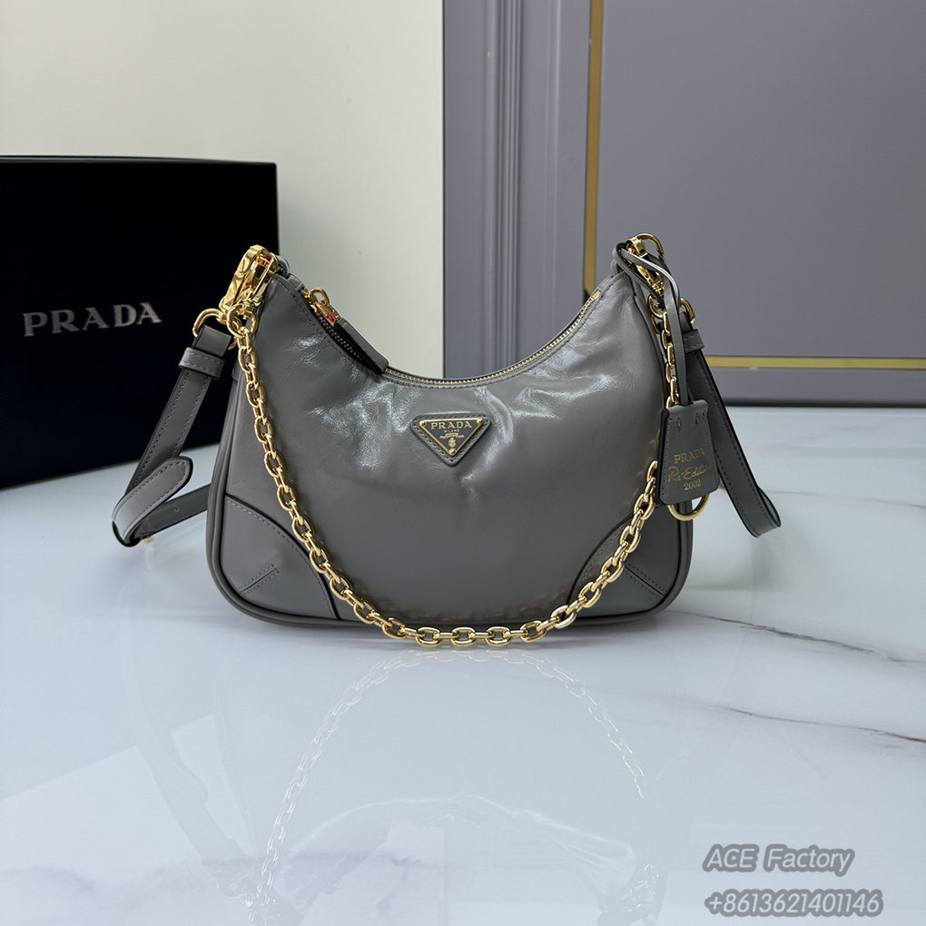 Prada Hobo2005 1BC204 Shoulder Bag Hand Tote Underarm Chain Handbag Fashion Crossbody 9A Mirror Quality Luxury Design 22 cm