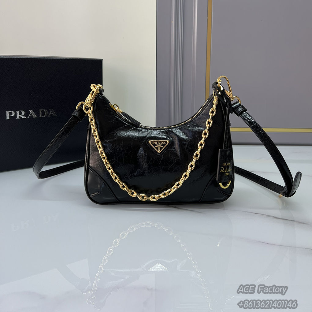 Prada Hobo2005 1BC204 Shoulder Bag Hand Tote Underarm Chain Handbag Fashion Crossbody 9A Mirror Quality Luxury Design 22 cm