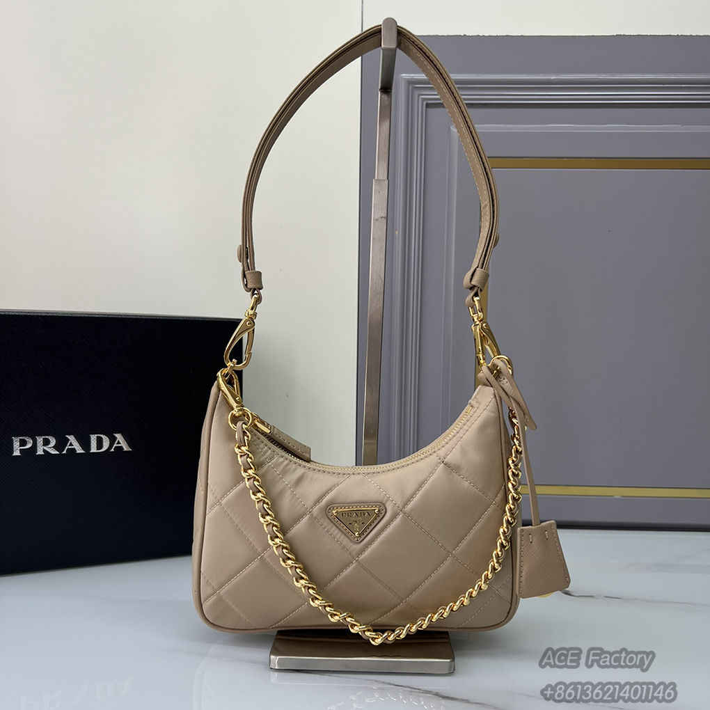 Prada Hobo2005 1BC204 Shoulder Bag Hand Tote Underarm Chain Handbag Fashion Crossbody 9A Mirror Quality Luxury Design 22 cm