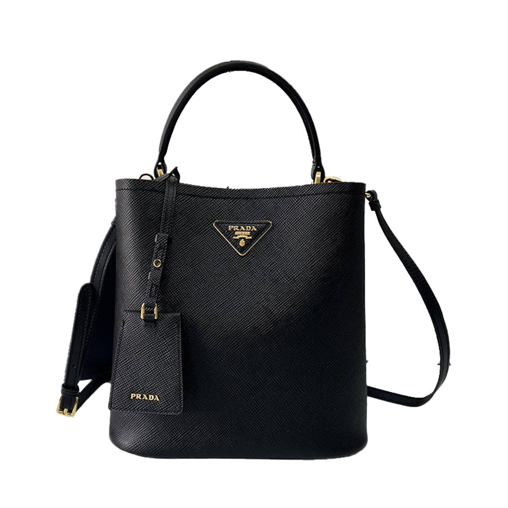 Prada Bucket Bag 1ba212 Saffiano Triangle Metal Logo Handbag Fashion Crossbody 9A Modern Mirror Quality Luxury Design 22cm