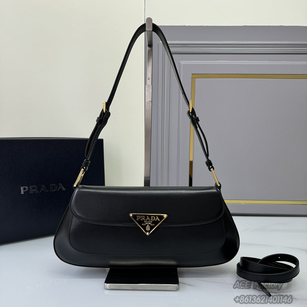 Prada Underarm Bag 1BD344 Plain Curved Design 2 Straps Triangle Metal Logo Handbag Fashion Crossbody Bag 9A Mirror Quality Luxury Design 31cm