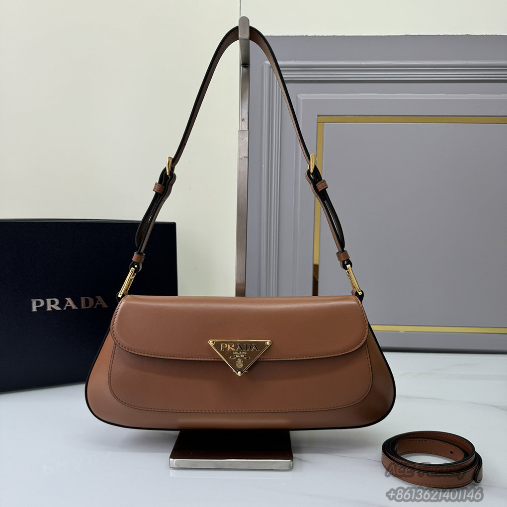 Prada Underarm Bag 1BD344 Plain Curved Design 2 Straps Triangle Metal Logo Handbag Fashion Crossbody Bag 9A Mirror Quality Luxury Design 31cm