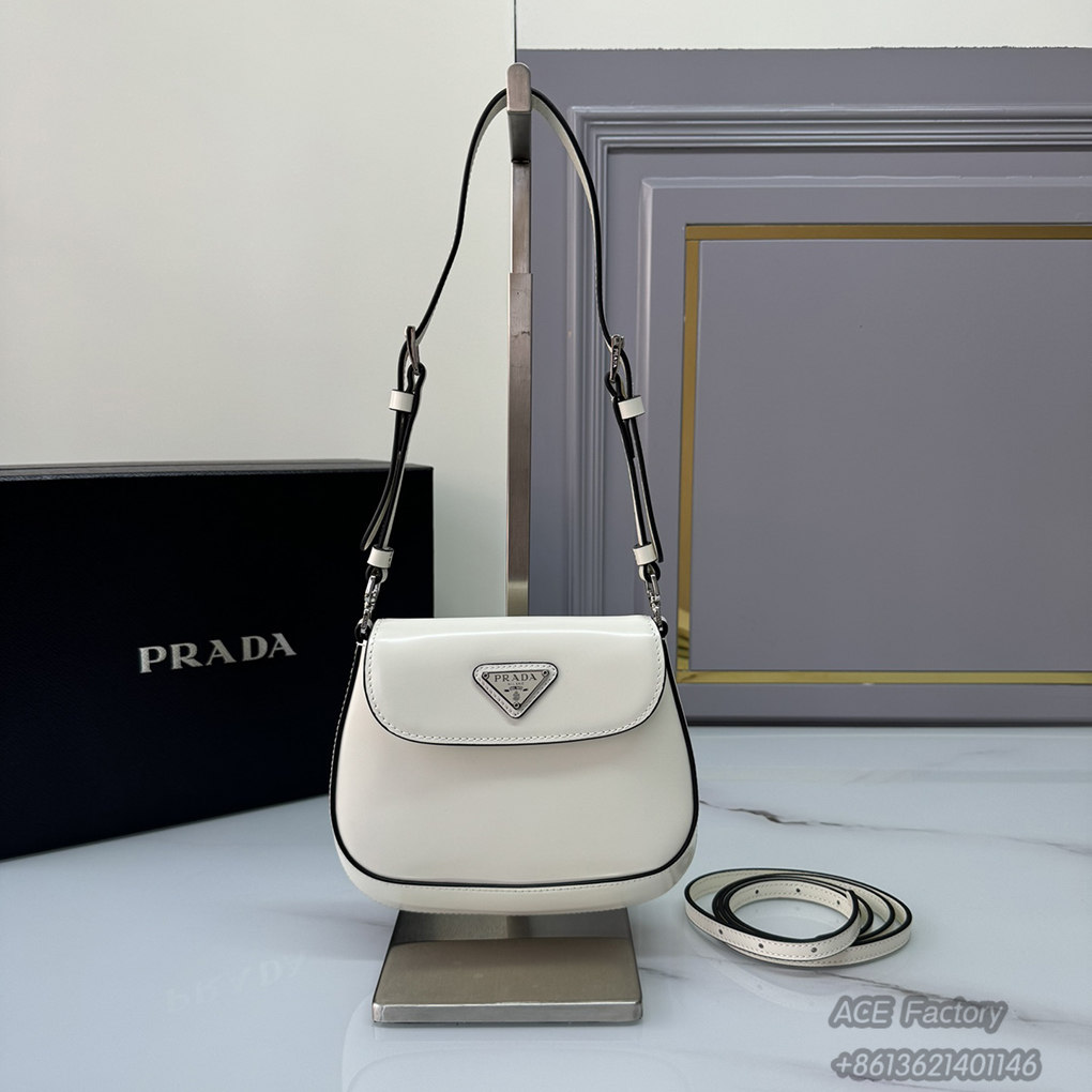 Prada Mini Cleo 1bh188 17cm Triangle Metal Logo Arc Handbag Fashion Crossbody Bag 9a Mirror Quality Luxury Design 17cm