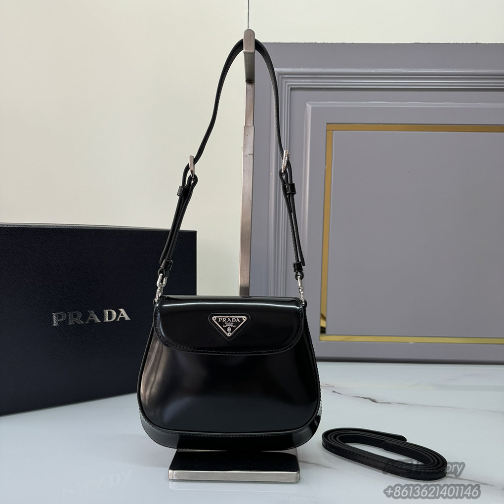 Prada Mini Cleo 1bh188 17cm Triangle Metal Logo Arc Handbag Fashion Crossbody Bag 9a Mirror Quality Luxury Design 17cm