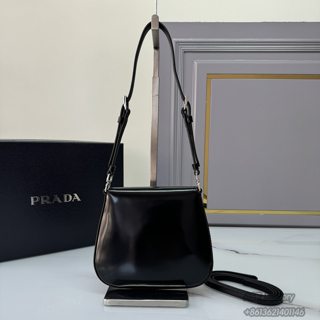 Prada Mini Cleo 1bh188 17cm Triangle Metal Logo Arc Handbag Fashion Crossbody Bag 9a Mirror Quality Luxury Design 17cm