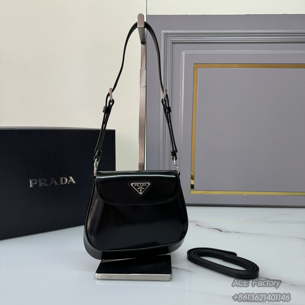 Prada Mini Cleo 1bh188 17cm Triangle Metal Logo Arc Handbag Fashion Crossbody Bag 9a Mirror Quality Luxury Design 17cm