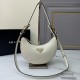 Prada Half Moon Women Shoulder Bag Underarm Double Straps 1BC194 Triangle Metal Logo Curved Handbag Fashion  Bag 9A Mirror Quality Luxury Design 22.5cm