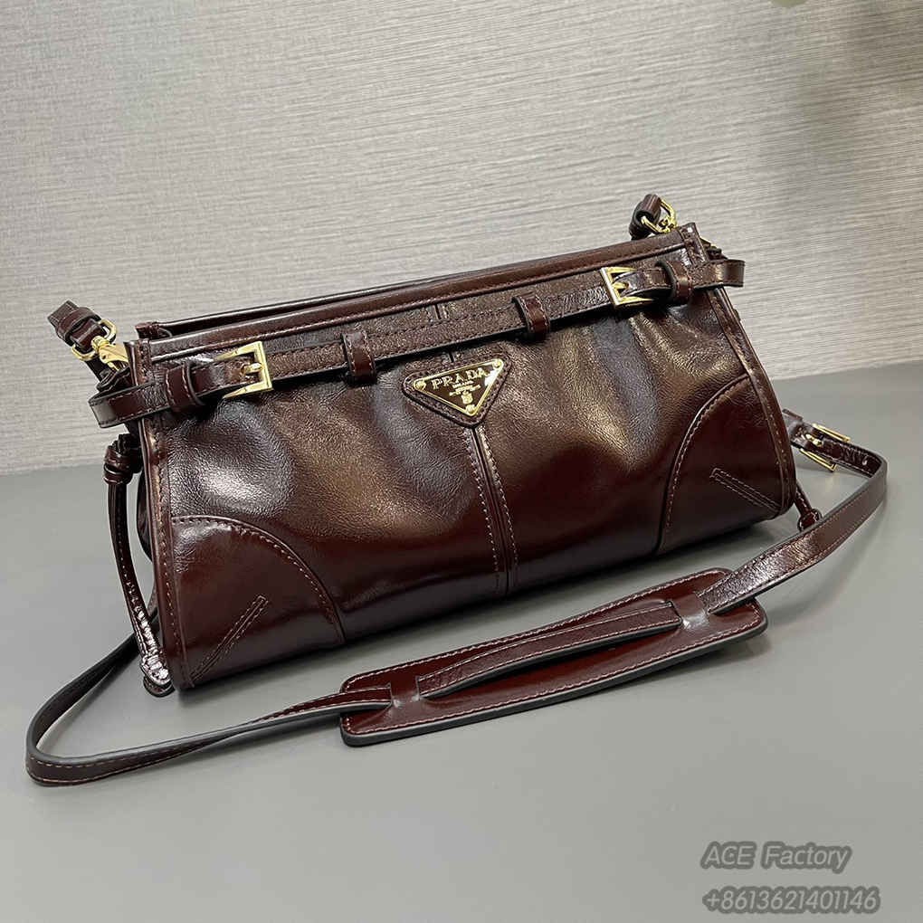 Prada LusSolf 1BH215 Crossbody Bag Triangle Metal Logo Handbag Fashion 9A Mirror Quality Luxury Design 26cm