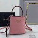 Parda Bucket Saffiano Crossgrain Leather Handbag Shoulder Crossbody 1BA217 Triangle Metal Logo Handbag Fashion 9A Mirror Quality Luxury Design 18cm