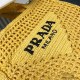 Parda Raffia Deconstructed Tote Bag Embroidery 1BG393 Crochet Triangle Metal Logo Handbag Fashion 9A Mirror Quality Luxury Design 36cm