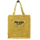 Parda Raffia Deconstructed Tote Bag Embroidery 1BG393 Crochet Triangle Metal Logo Handbag Fashion 9A Mirror Quality Luxury Design 36cm