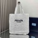 Parda Raffia Deconstructed Tote Bag Embroidery 1BG393 Crochet Triangle Metal Logo Handbag Fashion 9A Mirror Quality Luxury Design 36cm