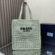 Parda Raffia Deconstructed Tote Bag Embroidery 1BG393 Crochet Triangle Metal Logo Handbag Fashion 9A Mirror Quality Luxury Design 36cm