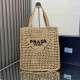 Parda Raffia Deconstructed Tote Bag Embroidery 1BG393 Crochet Triangle Metal Logo Handbag Fashion 9A Mirror Quality Luxury Design 36cm