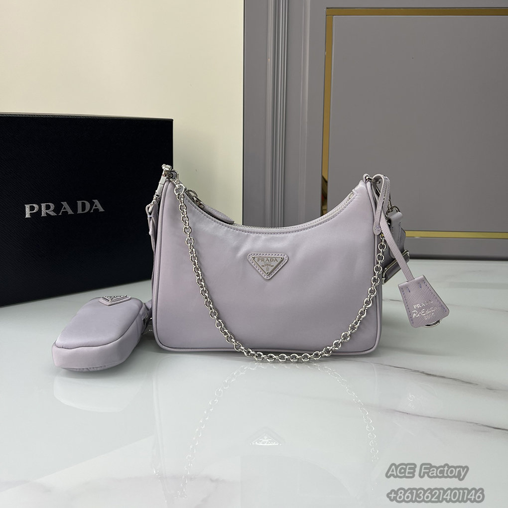 Parda Hobo Underarm Shoulder Bag 3 in 1 1BH204 Triangle Metal Logo Tote Bag Fashion 9A Mirror Quality Luxury Design 22cm