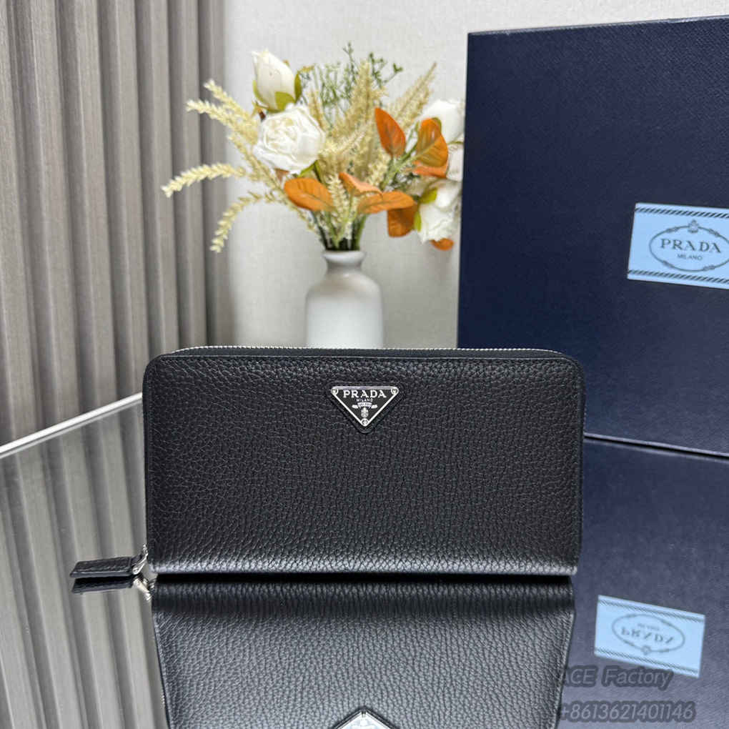 Prada New Single Zipper Wallet 2ML317 Triangle Metal Logo Shoulder Bag Fashion 12 Card Slots3 Bill Compartments 9A Mirror Quality Luxury Design 20cm