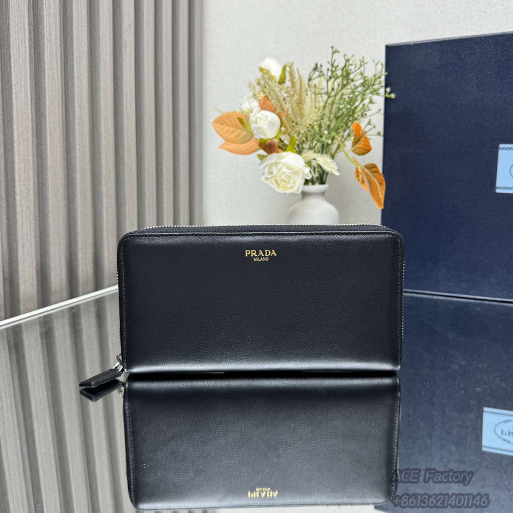 Prada New Single Zipper Wallet 2ML317 Triangle Metal Logo Shoulder Bag Fashion 12 Card Slots3 Bill Compartments 9A Mirror Quality Luxury Design 20cm