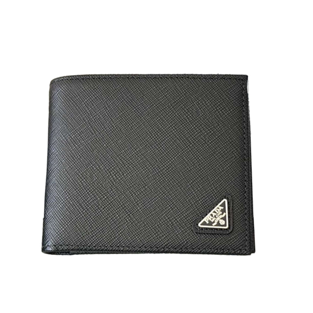 PRADA Men's Cross Grain Short Wallet  2M0513   Triangle Metal Logo Fashion 18 Card Slots Purse 9A Mirror Quality Luxury Design 11 cm