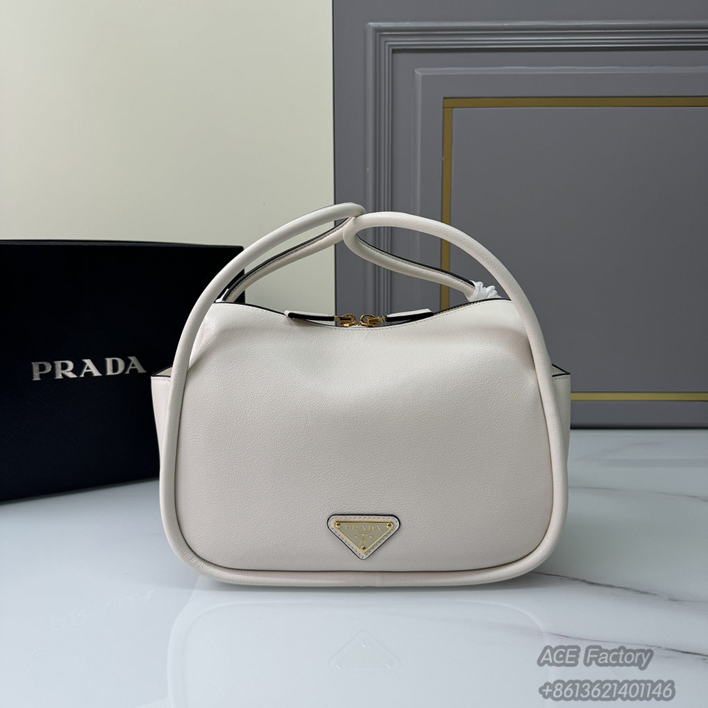 Prada Lindy Bowling Bag 1BA451 Triangle Metal Logo Handbag Fashion 9A Mirror Quality Luxury Design 25cm