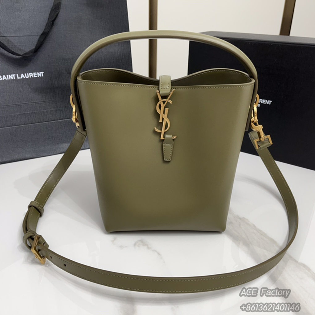 YSL Small Shiny Bucket Bag LE37 749036 9A Quality Luxury Designer Mirror Quality 20cm