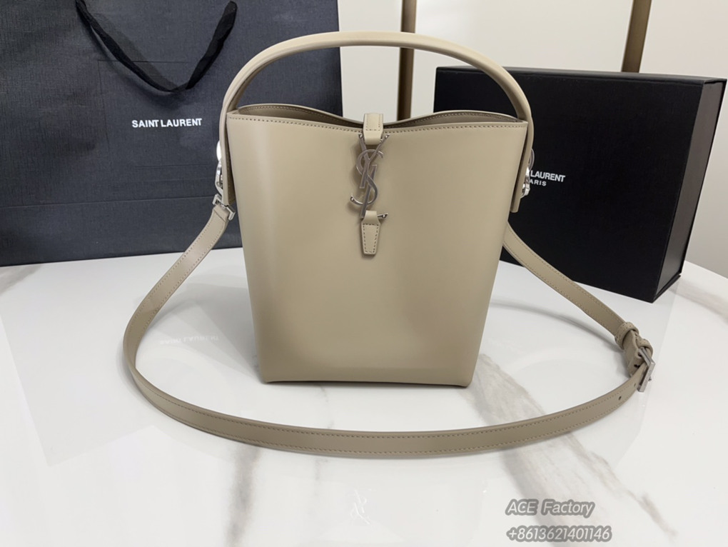 YSL Small Shiny Bucket Bag LE37 749036 9A Quality Luxury Designer Mirror Quality 20cm