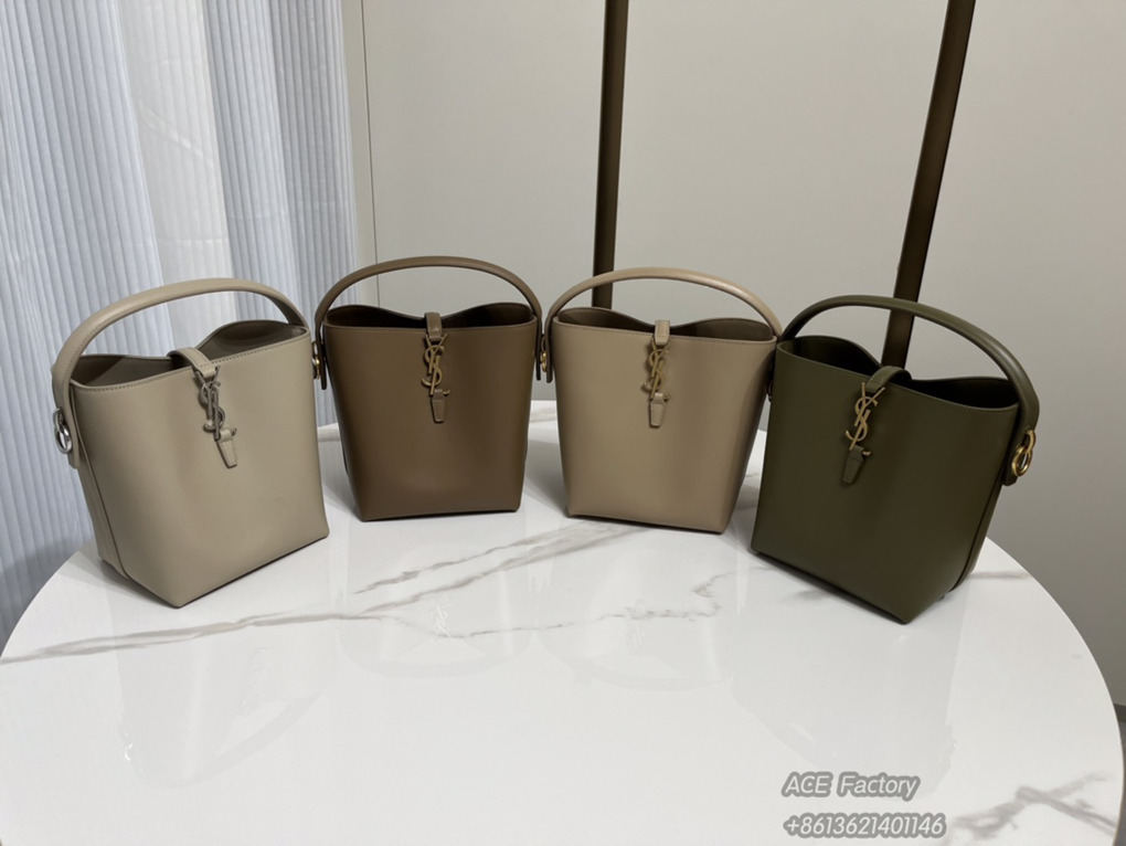 YSL Small Shiny Bucket Bag LE37 749036 9A Quality Luxury Designer Mirror Quality 20cm