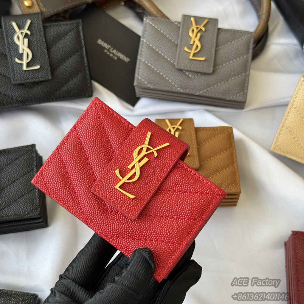 YSL Mini Coin Accordion Purse Card Holder Wallet 607907 Casual Fashion 9A Quality Luxury Designer Mirror Quality 10cm