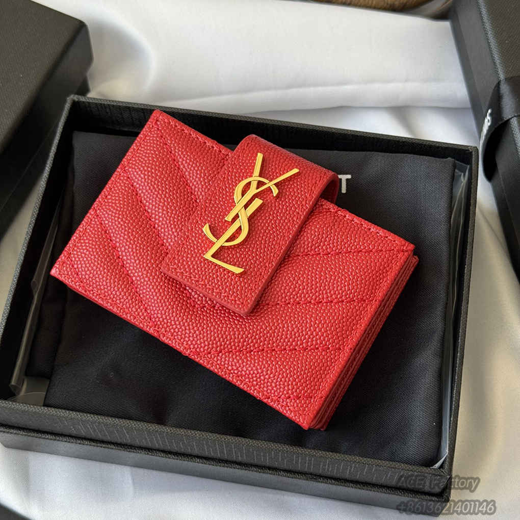 YSL Mini Coin Accordion Purse Card Holder Wallet 607907 Casual Fashion 9A Quality Luxury Designer Mirror Quality 10cm