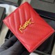 YSL Short Wallet Casual Fashion Caviar Genuine Leather Y Shape Embroidery 530841 Coin Purse Card Holder Purse 9A Quality Luxury Designer Mirror Quality 11cm