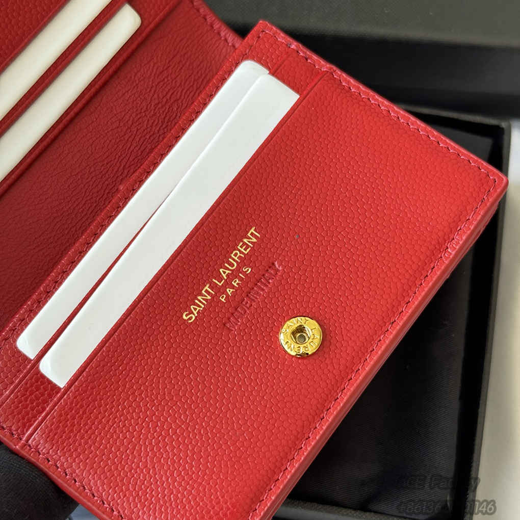 YSL Short Wallet Casual Fashion Caviar Genuine Leather Y Shape Embroidery 530841 Coin Purse Card Holder Purse 9A Quality Luxury Designer Mirror Quality 11cm