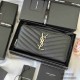 YSL Long Zip Wallet Casual Fashion Caviar Genuine Leather Y-Shaped Embroidery Coin Purse Card Holder Purse 9A Quality Luxury Designer Mirror Quality 19cm