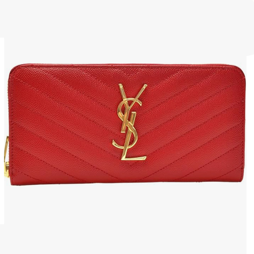 YSL Long Zip Wallet Casual Fashion Caviar Genuine Leather Y-Shaped Embroidery Coin Purse Card Holder Purse 9A Quality Luxury Designer Mirror Quality 19cm