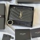 YSL Caviar Zip Coin Purse Key Ring Wallet Card Holder 438386 Purse 9A Quality Luxury Designer Mirror Quality 13cm