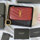 YSL Caviar Zip Coin Purse Key Ring Wallet Card Holder 438386 Purse 9A Quality Luxury Designer Mirror Quality 13cm