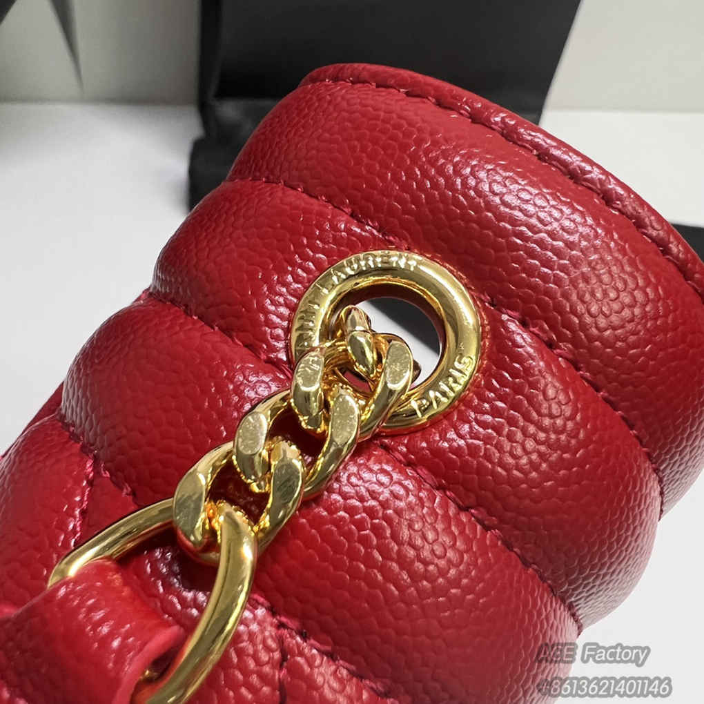 YSL Enveloppe Chain Shoulder Bag Grained Caviar Genuine Leather 600195 Handbag Crossbody   Casual Fashion 9A Luxury Designer Mirror Quality 21cm