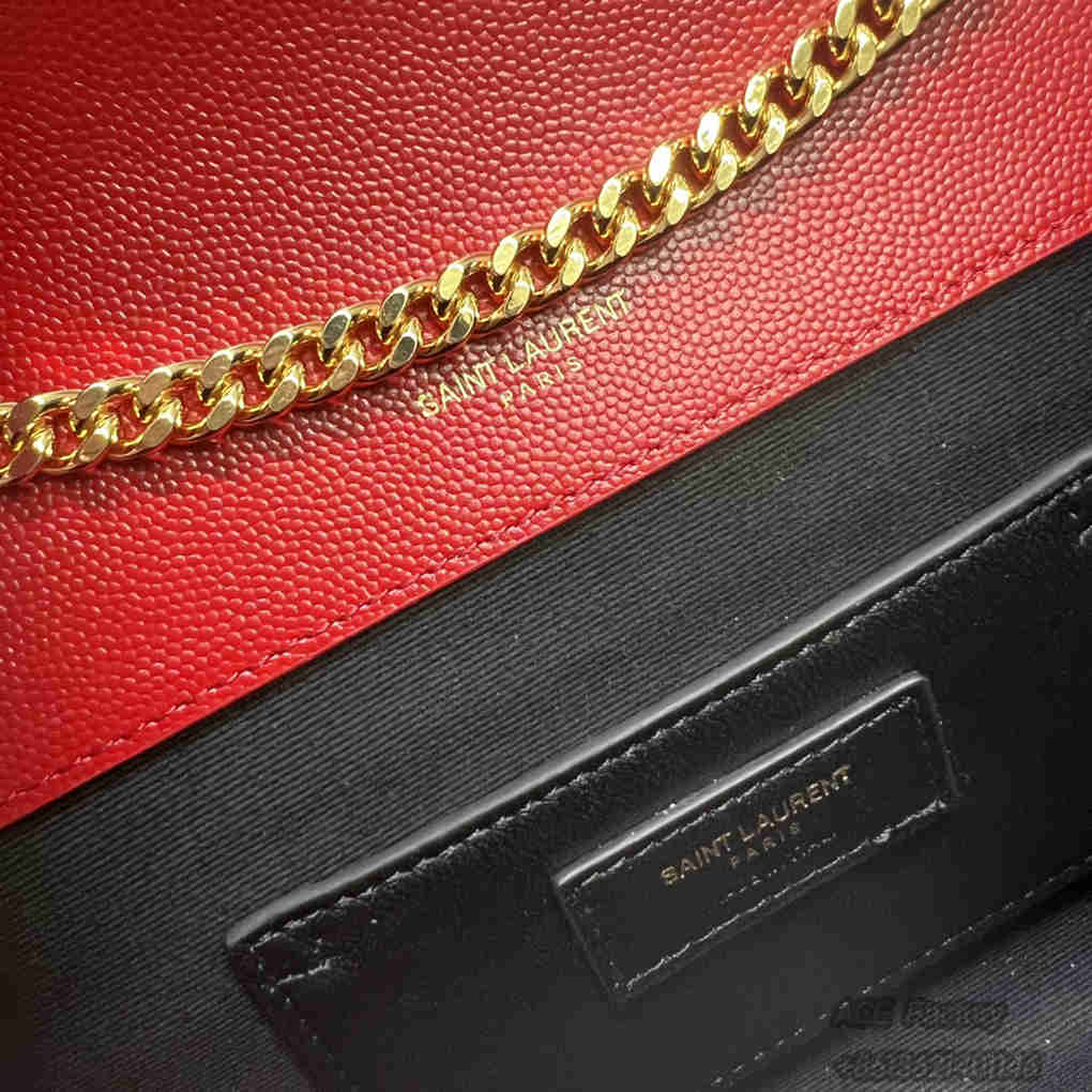 YSL Enveloppe Chain Shoulder Bag Grained Caviar Genuine Leather 600195 Handbag Crossbody   Casual Fashion 9A Luxury Designer Mirror Quality 21cm