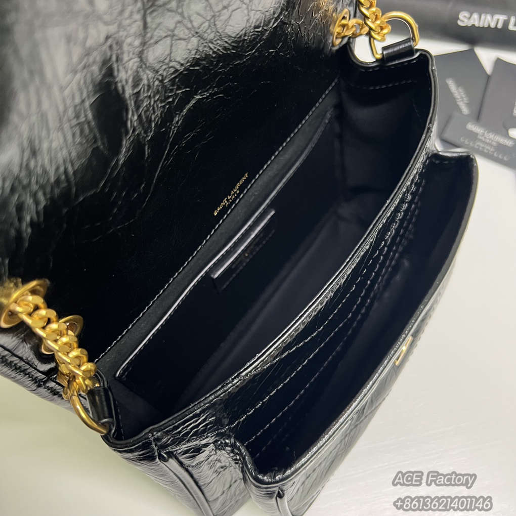 YSL Niki Baby In Vintage Leather Chain Shoulder Bag Cassandre Genuine Leather Handbag 633160 Crossbody  Casual Fashion 9A Luxury Designer Mirror Quality 21cm