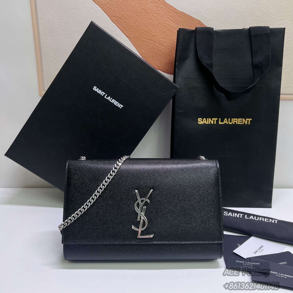 YSL KATE Medium Grain Embossed Leather Handbag LEATHER Chain Shoulder Bag Genuine Leather Handbag 364021 Crossbody Bag Casual Fashion 9A Luxury Designer Mirror Quality 24cm