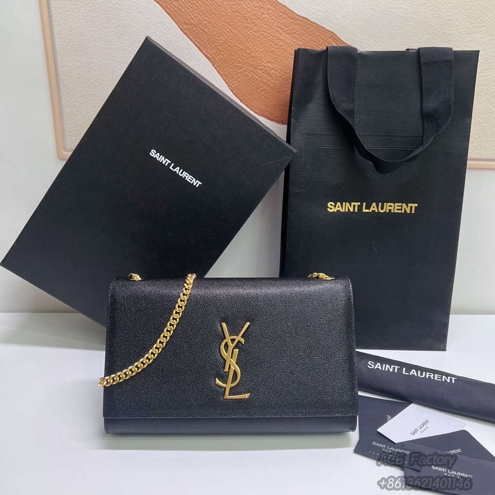 YSL KATE Medium Grain Embossed Leather Handbag LEATHER Chain Shoulder Bag Genuine Leather Handbag 364021 Crossbody Bag Casual Fashion 9A Luxury Designer Mirror Quality 24cm