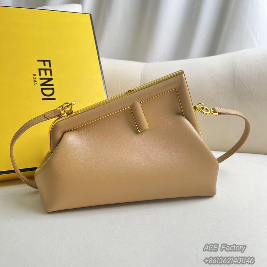 Fendi First Small Handbag Shoulder Bag Tote Bag Nappa Leather Gold FF Casual Fashion 9A Luxury Designer Mirror Quality 26cm