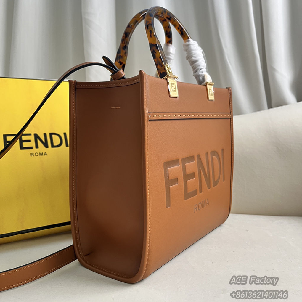 Fendi Sunshine Tote Shopping  Roma Shoulder Bag   Calfskin  Handbag Casual Fashion Luxury Designer Mirror Quality 25cm