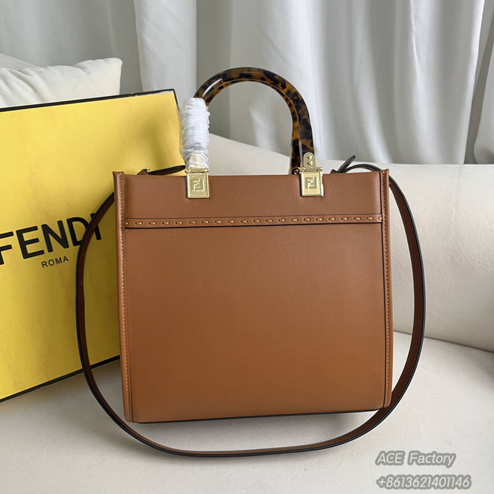 Fendi Sunshine Tote Shopping  Roma Shoulder Bag   Calfskin  Handbag Casual Fashion Luxury Designer Mirror Quality 25cm