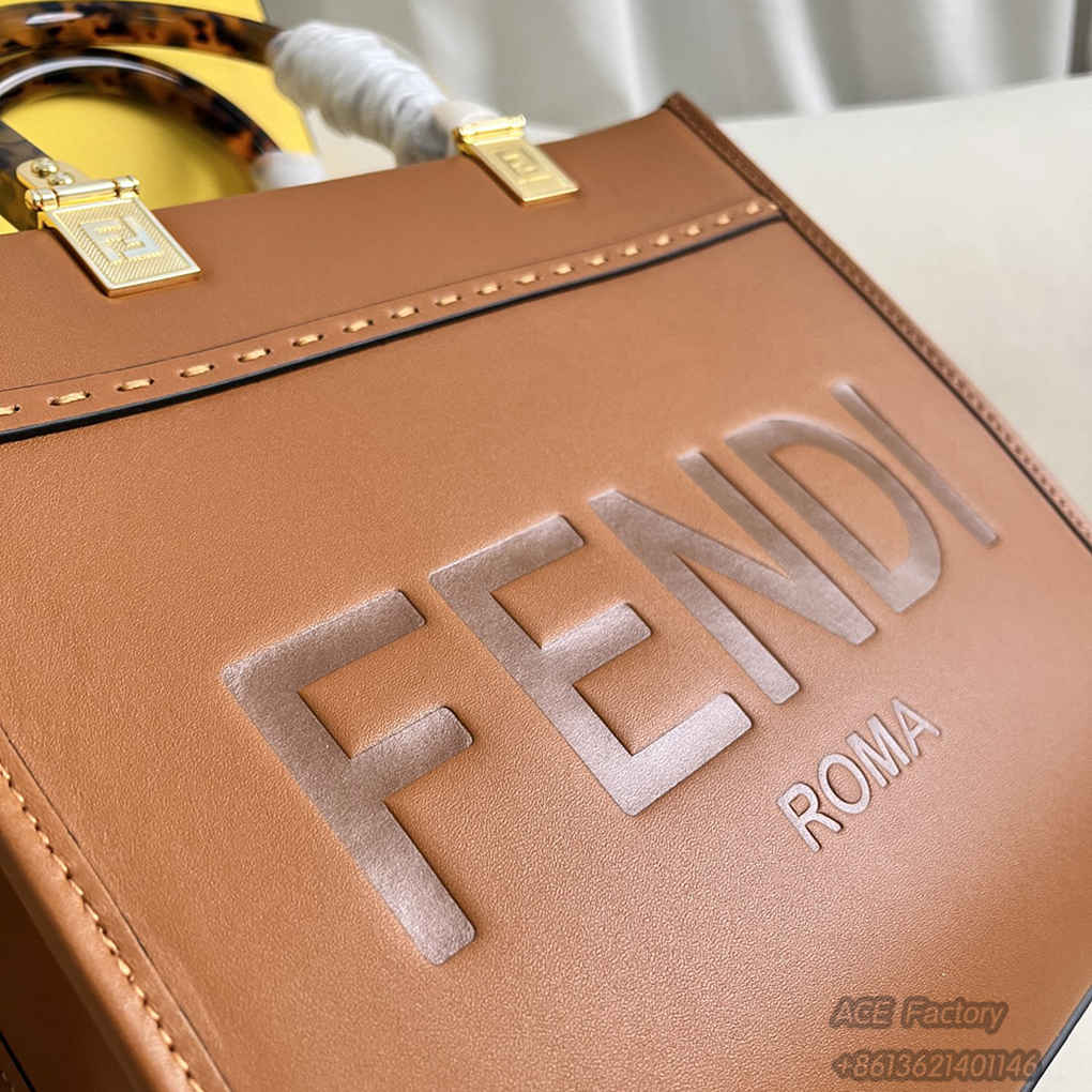 Fendi Sunshine Tote Shopping  Roma Shoulder Bag   Calfskin  Handbag Casual Fashion Luxury Designer Mirror Quality 25cm