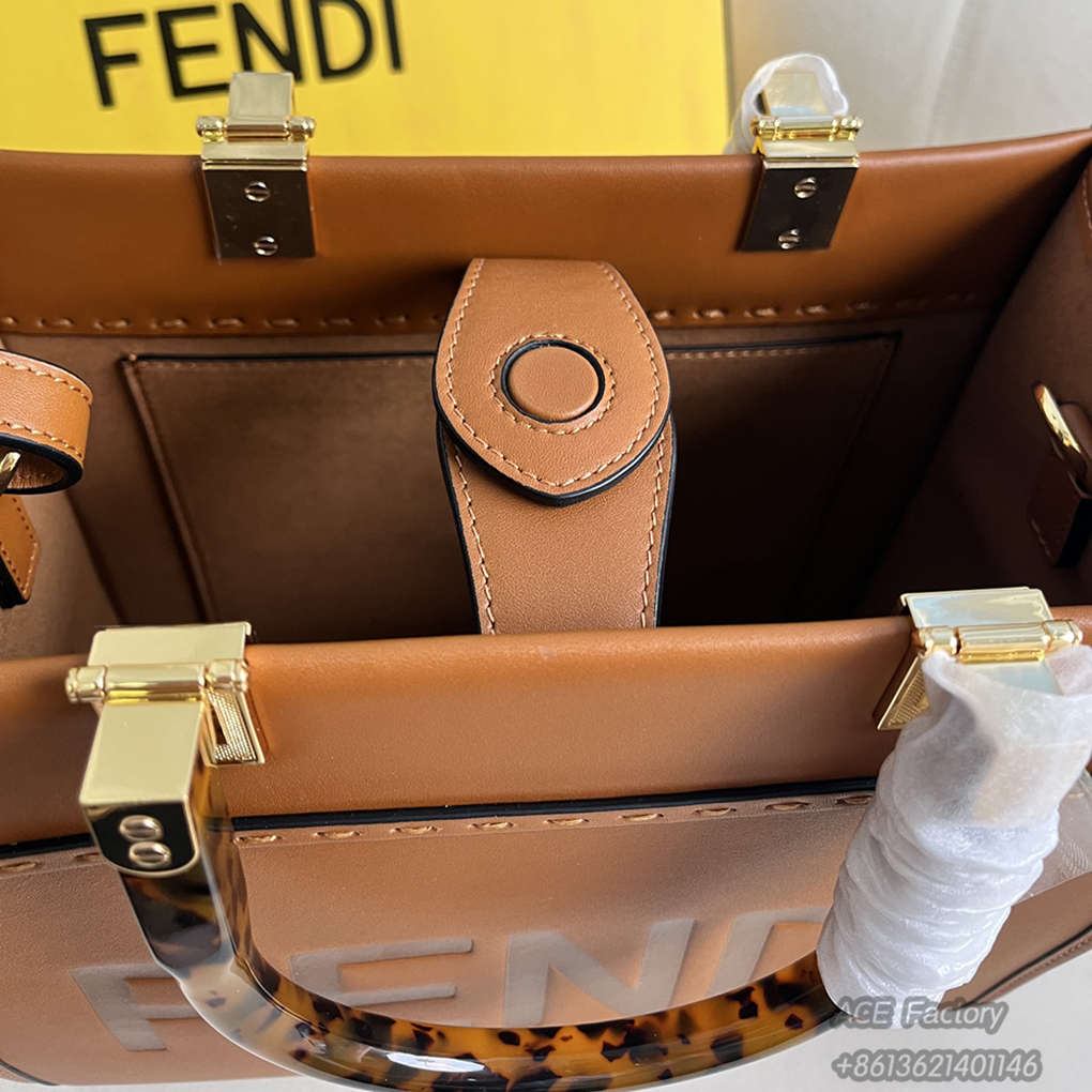 Fendi Sunshine Tote Shopping  Roma Shoulder Bag   Calfskin  Handbag Casual Fashion Luxury Designer Mirror Quality 25cm