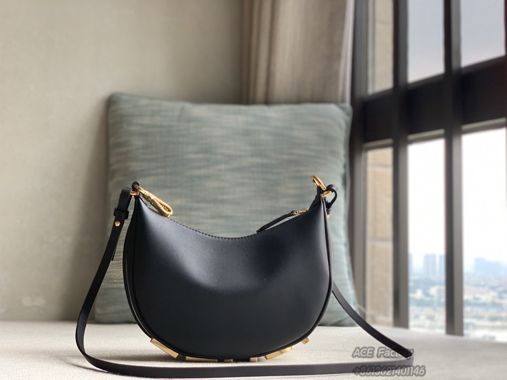 Fendi Graphy Mini Underarm Bag Crescent Metal Large Logo Shoulder Bag Tote Casual Fashion Luxury Designer Mirror Quality 20cm