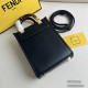 FENDI Mon Tresor Drawstring Bucket Shoulder Bag Embossed FF Logo Calfskin Casual Fashion Handbag Luxury Designer Mirror Quality 12X18X10CM