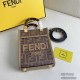 FENDI Mon Tresor Drawstring Bucket Shoulder Bag Embossed FF Logo Calfskin Casual Fashion Handbag Luxury Designer Mirror Quality 12X18X10CM